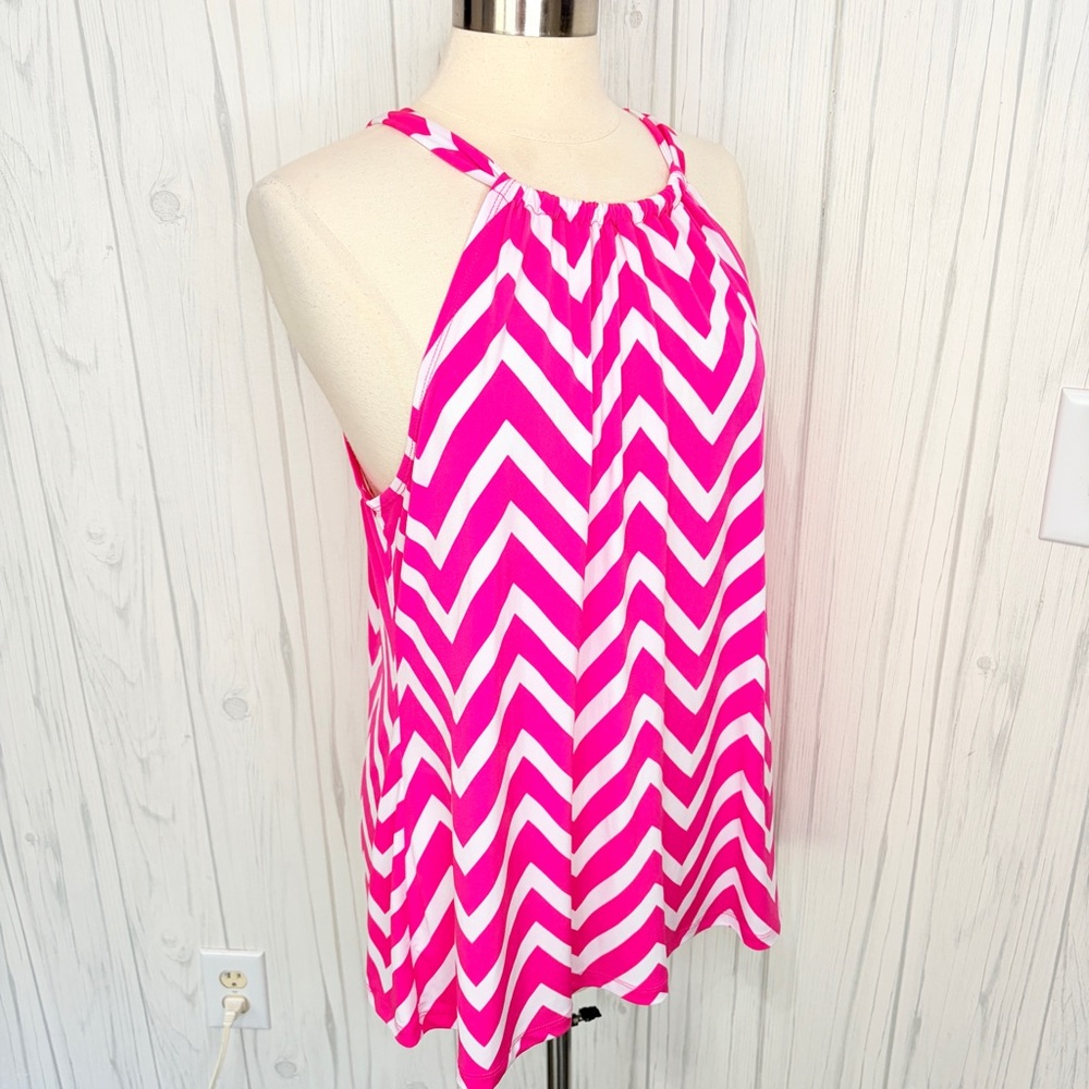 ❌❌CYNTHIA ROWLEY Oversized Chevron Print Tie-Back Tank, Large - Picture 4 of 10
